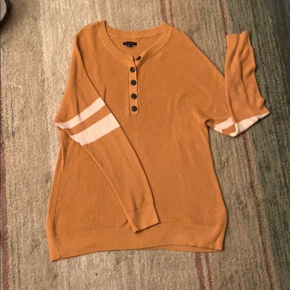 American Eagle Rustic Orange Henley Knit Top sz L